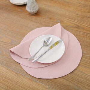 Set of 4 Round Placemat 15 Inch Soft Linen Baby Pink